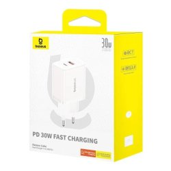 Мережевий зарядний пристрій Baseus Cube Fast Charger C+U 30W EU Moon White