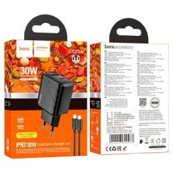 Мережевий зарядний пристрій HOCO CS23A Sunlight dual-port PD30W+QC3.0 charger set(Type-C to Type-C)