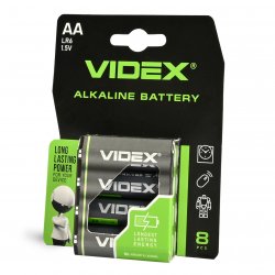 Батарейка лужна Videx LR6/АА 8шт BLISTER CARD