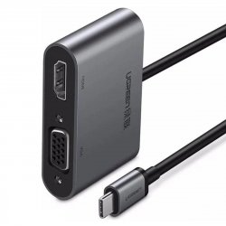 Адаптер перехідник Ugreen USB Type-C to HDMI VGA Silver