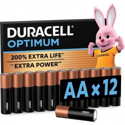 Лужні батарейки Duracell Optimum AA (LR6) 1.5В, 12 шт