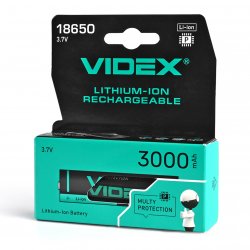 Акумулятор Videx літій-іонний 18650-P (захист) 3000mAh