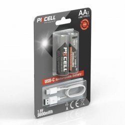 Акумулятори літієва батарейка PKcell USB-C 1,5 В AA 3600 мВт·ч