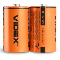 Батарейки Videx солевая R20 / D 1.5v 2 шт