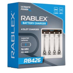 Зарядний пристрій Rablex RB426, 4xАА,ААА, 2A, Type-C