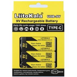 Акумулятор Крона Liitokala 9v 1100mAh Li-Ion USB type-C - 4 шт