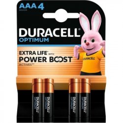 Лужні батарейки Duracell Optimum AAA 1.5В LR03, 4 шт