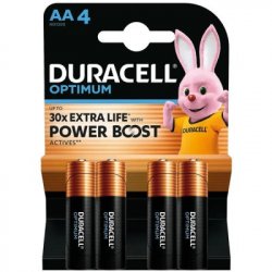 Лужні батарейки Duracell Optimum AA (LR6) 1.5В, 4 шт