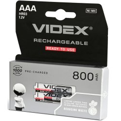 Батарейка акумулятор Videx AAA 800mah 2 шт