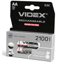 Батарейка акумулятор Videx AA 2100mah 2 шт