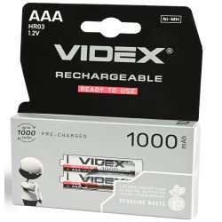 Батарейка акумулятор Videx AAA 1000mah 2 шт