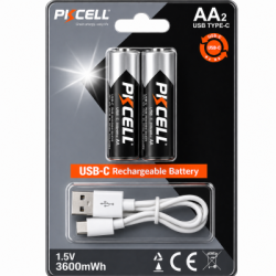 Акумулятори літієва батарейка PKcell USB-C 1,5 В AA 3600 мВт·ч