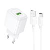 Мережевий зарядний пристрій з кабелем HOCO CS52A 18W Surplus single-port QC3.0 (Type-C) White