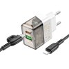 Мережевий зарядний пристрій BOROFONE BA80A Scenery PD20W+QC3.0 charger set (C to iP)(EU) Transparent